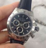 AAA Grade Copy Rolex Daytona watch: SS Black Leather Strap watch